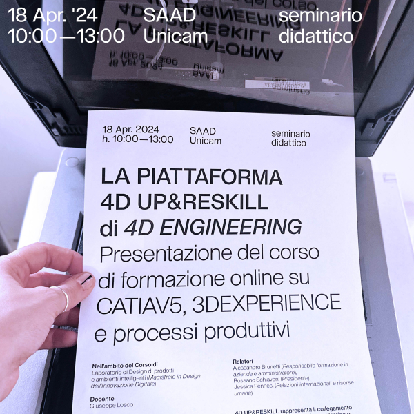 seminario didattico_LA PIATTAFORMA 4D UP&RESKILL di 4D ENGINEERING Presentazione del corso di formazione online su CATIAV5, 3DEXPERIENCE e processi produttivi