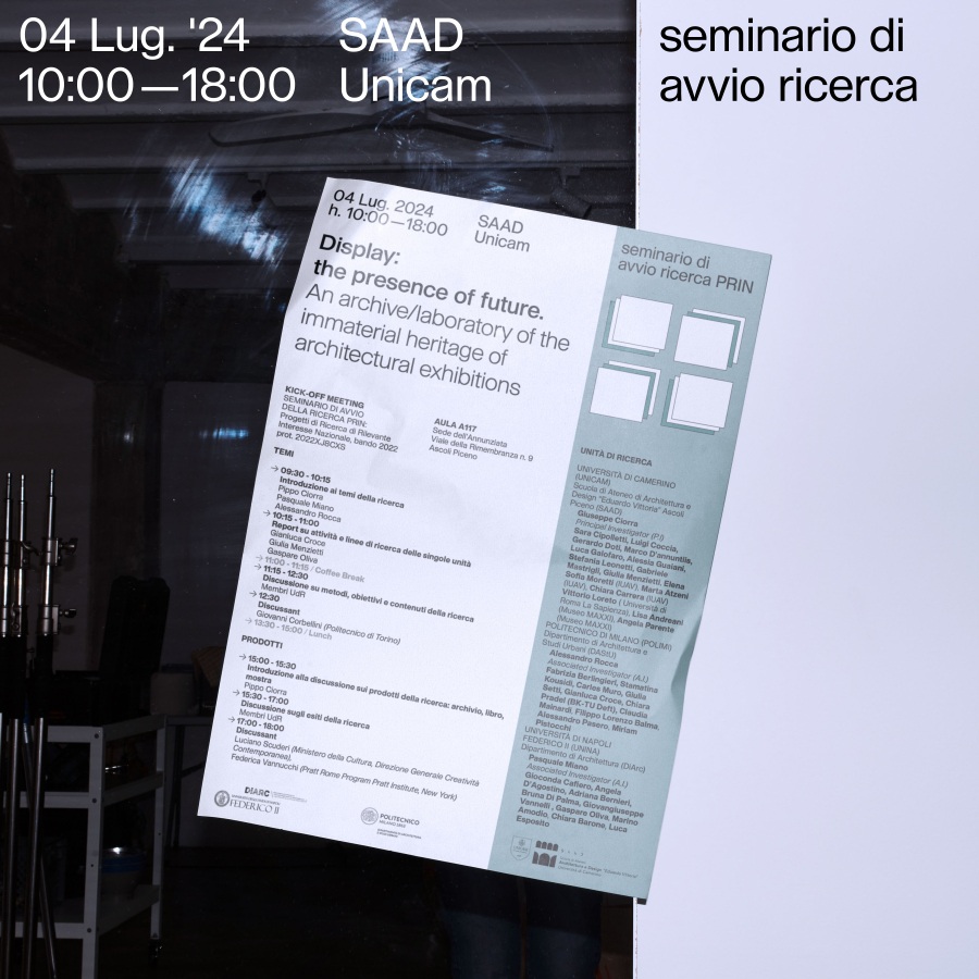 SEMINARIO DI AVVIO RICERCA PRIN — Display: the presence of future. An archive/laboratory of the immaterial heritage of architectural exhibitions
