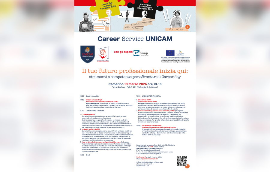 CAREER SERVICE UNICAM - Il tuo futuro professionale inizia qui. Strumenti e competenze per affrontare il Career Day